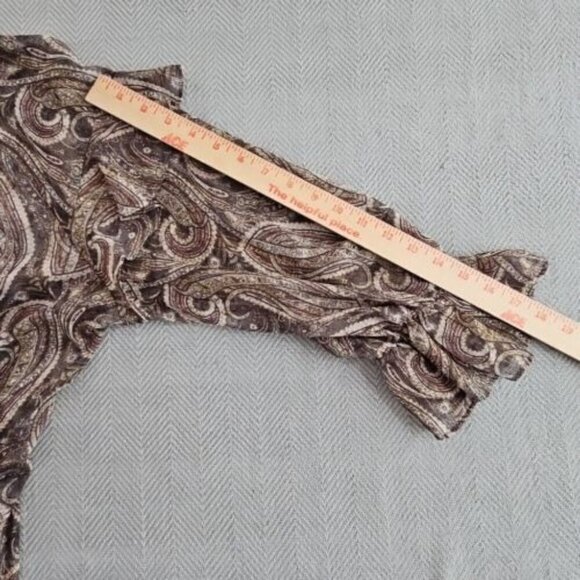 Cato Tunic Women's Size 14/16W Brown Paisley Metallic NWT Ruffles Flutter - Picture 14 of 14